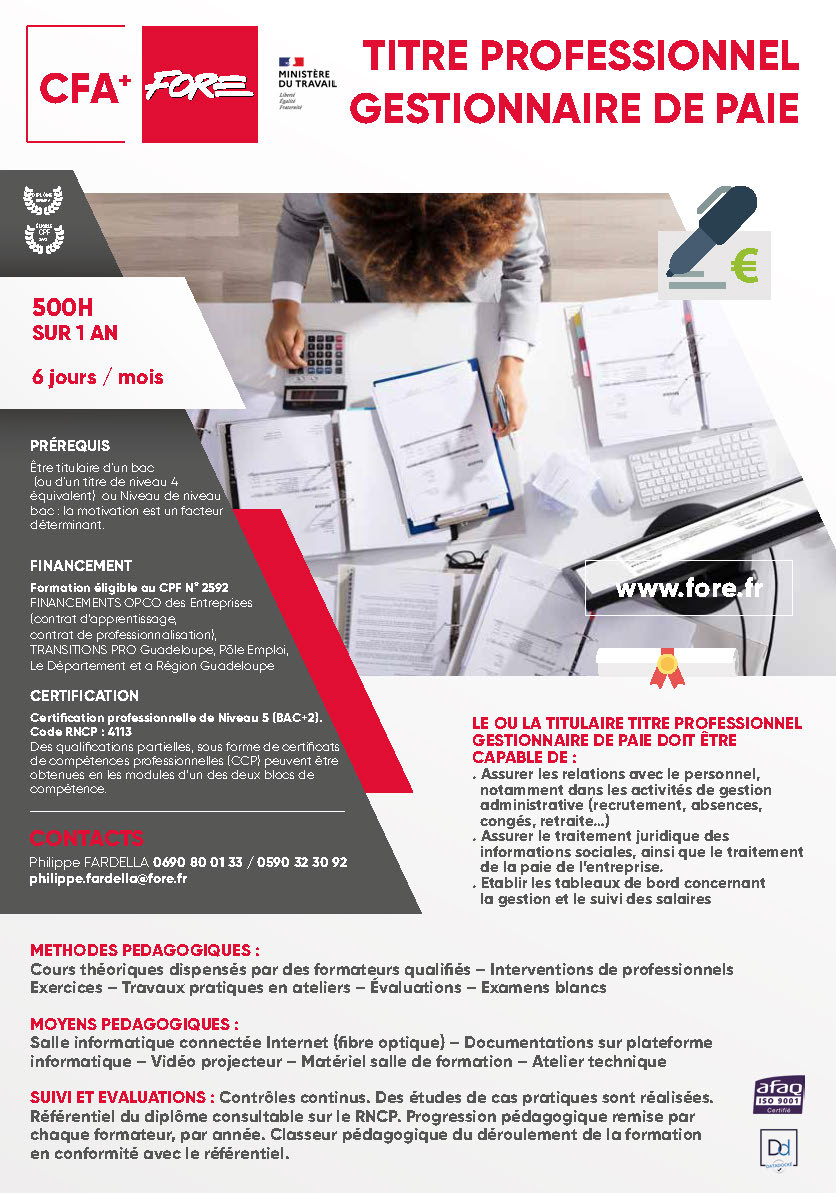 Formation Titre Professionnel Gestionnaire De Paie