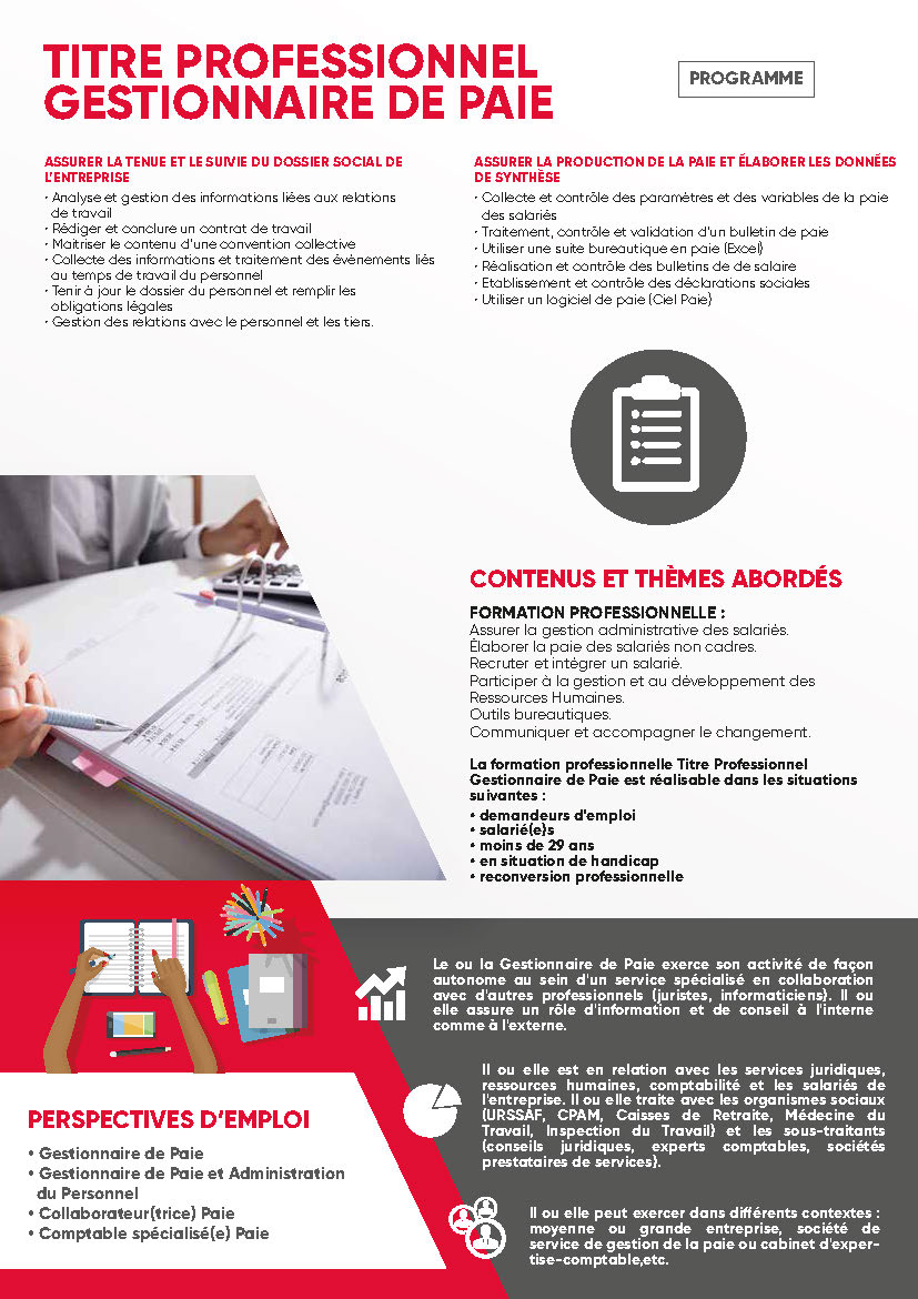 Formation Titre Professionnel Gestionnaire De Paie